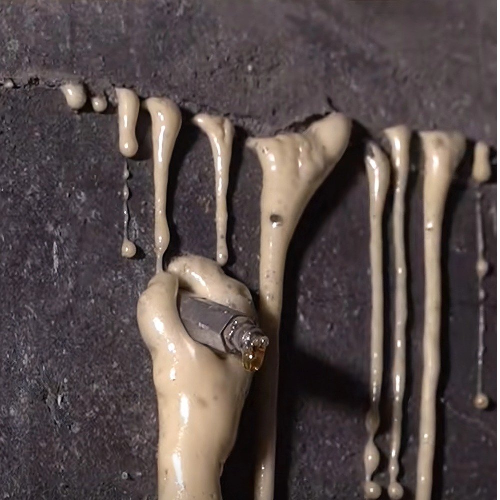 Oil-based polyurethane grout injection process in basement